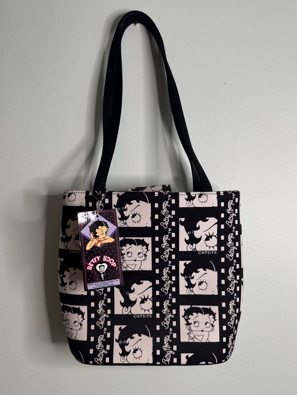 Vintage 2003 Betty Boop Black & Cream Graphic Tote Bag